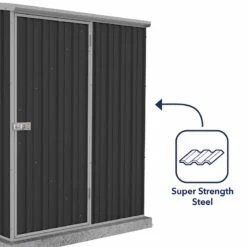 5' X 3' Absco Space Saver Pent Metal Shed - Dark Grey (1.52m X 0.78m) -Lifetina Shop esdxl20met103 5x3 absco dark grey feature5 min