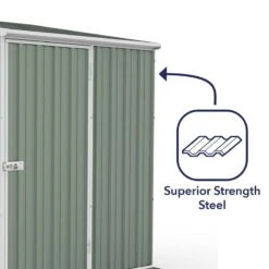 5' X 5' Absco Space Saver Pent Metal Shed - Pale Eucalyptus (1.52m X 1.52m) -Lifetina Shop esdxl20met105 5x5 absco euc feature5 min
