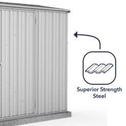7'5 X 3' Absco Space Saver Pent Metal Shed - Zinc (2.26m X 0.78m) -Lifetina Shop esdxl20met109 7x3 absco zinc feature5 min