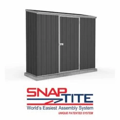 7'5 X 3' Absco Space Saver Pent Metal Shed - Dark Grey (2.26m X 0.78m) -Lifetina Shop esdxl20met110 7x3 absco d grey feature1 min