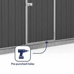 7'5 X 3' Absco Space Saver Pent Metal Shed - Dark Grey (2.26m X 0.78m) -Lifetina Shop esdxl20met110 7x3 absco d grey feature4 min