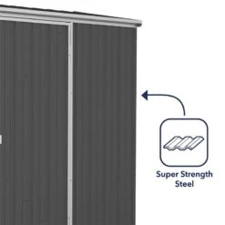 5' X 5' Absco Premier Titanium Reverse Apex Metal Shed - Dark Grey (1.52m X 1.52m) -Lifetina Shop esdxl20met114 5x5 titanium dg feature4 min