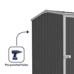 5' X 5' Absco Premier Titanium Reverse Apex Metal Shed - Dark Grey (1.52m X 1.52m) -Lifetina Shop esdxl20met114 5x5 titanium dg feature5 min