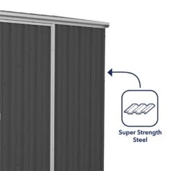 7'5 X 5' Absco Premier Titanium Reverse Apex Metal Shed - Dark Grey (2.26m X 1.52m) -Lifetina Shop esdxl20met116 7x5 titanium dg f5 min