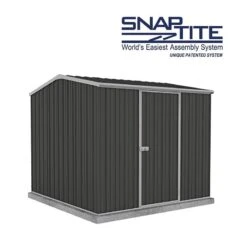 7'5 X 7'5 Absco Premier Titanium Reverse Apex Metal Shed - Dark Grey (2.26m X 2.26m) -Lifetina Shop esdxl20met118 7x7 titanium dg f6 min