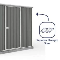 7'5 X 10' Absco Premier Titanium Reverse Apex Metal Shed - Dark Grey (2.26m X 3m) -Lifetina Shop esdxl20met119 7x10 titanium dg feature5 min