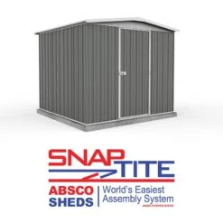 7'5 X 7' Absco Regent Apex Metal Shed - Grey (2.26m X 2.18m) -Lifetina Shop esdxl20met122 7x7 regent grey feature1 min