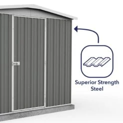 7'5 X 7' Absco Regent Apex Metal Shed - Grey (2.26m X 2.18m) -Lifetina Shop esdxl20met122 7x7 regent grey feature5 min