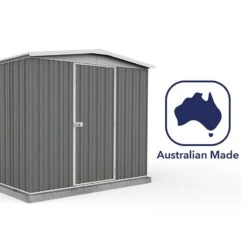 7'5 X 7' Absco Regent Apex Metal Shed - Grey (2.26m X 2.18m) -Lifetina Shop esdxl20met122 7x7 regent grey feature6 min