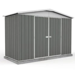 10' X 5' Absco Regent Double Door Metal Shed - Grey (3m X 1.44m)