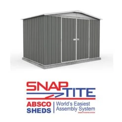 10' X 7' Absco Regent Double Door Metal Shed - Grey (3m X 2.18m) -Lifetina Shop esdxl20met124 10x7 regent grey feature1 min