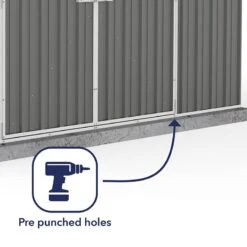 10' X 7' Absco Regent Double Door Metal Shed - Grey (3m X 2.18m) -Lifetina Shop esdxl20met124 10x7 regent grey feature4 min