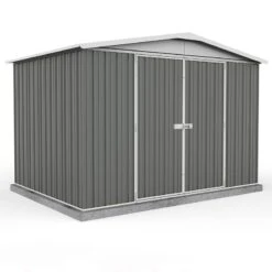10' X 7' Absco Regent Double Door Metal Shed - Grey (3m X 2.18m)