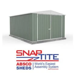 10' X 15' Absco Utility Metal Garage Workshop Shed - Pale Eucalyptus (3m X 4.48m) -Lifetina Shop esdxl20met127 10x15 utility pe feature1 min
