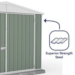10' X 15' Absco Utility Metal Garage Workshop Shed - Pale Eucalyptus (3m X 4.48m) -Lifetina Shop esdxl20met127 10x15 utility pe feature5 min