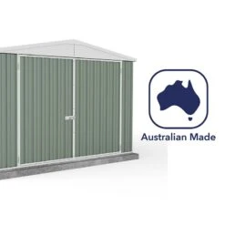10' X 15' Absco Utility Metal Garage Workshop Shed - Pale Eucalyptus (3m X 4.48m) -Lifetina Shop esdxl20met127 10x15 utility pe feature6 min
