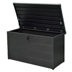 4' X 2' Falcon 130 Heavy Duty Metal Garden Storage Box 400L (1.3m X 0.6m) -Lifetina Shop falcongrey130 falcon 130 heavy duty metal garden storage box 400l cutout1 min