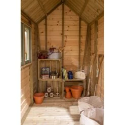 6' X 4' Forest Retreat Green Luxury Shed (1.81m X 1.22m) - Installation Included -Lifetina Shop fra46gnin forest retreat 6x4 apex shed green interior min