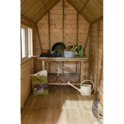 8' X 5' Forest Retreat Cream Luxury Shed (2.41m X 1.5m) - Installation Included -Lifetina Shop fra58crin forest retreat 8x5 apex shed cream interior min