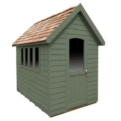 8' X 5' Forest Retreat Green Luxury Shed (2.41m X 1.5m) - Installation Included -Lifetina Shop fra58gnin forest retreat 8x5 apex shed green cutout2 min 1