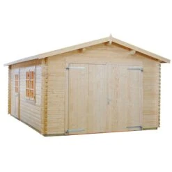 Palmako Roger 3.6m X 5.5m Log Cabin Single Garage (44mm) - Double Doors -Lifetina Shop frk44 3857 02