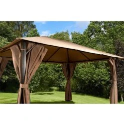13'x10' (4mx3m) Glendale Venice Mocha Heavy Duty Rectangle Garden Gazebo -Lifetina Shop gl1152 4x3m glendale venice mocha rectangle gazebo insitu min