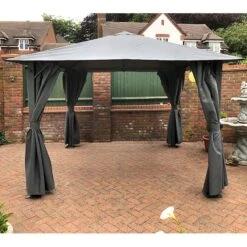 13' X 10' Glendale Highfield Grey Garden Gazebo (4m X 3m) -Lifetina Shop gl1802 13x10 glendale highfield grey garden gazebo insitu2 min