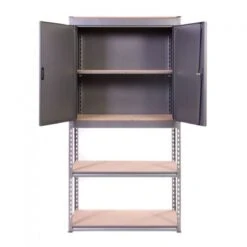 Globel Silver Vein Heavy Duty Half Cupboard/Half Shelves Storage Unit -Lifetina Shop globel half cupboard4 both open