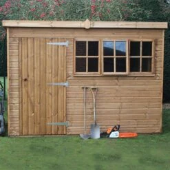 20' X 12' Traditional Heavy Duty Shiplap Pent Wooden Garden Shed (6.10m X 3.66m) -Lifetina Shop heavy duty pent sheds insitu2 min 4