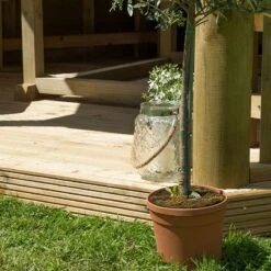 12'x10' (3.6x3.1m) Luxury Wooden Furnished Garden Gazebo With Country Thatch Roof - Seats Up To 10 People -Lifetina Shop hgg36mctcfin 3 6m thatched roof furnished cream base