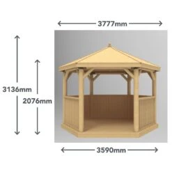 12'x10' (3.6x3.1m) Luxury Wooden Furnished Garden Gazebo With Country Thatch Roof - Seats Up To 10 People -Lifetina Shop hgg36mctcfin 3 6m thatched roof furnished cream dimensions