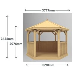 12'x10' (3.6x3.1m) Luxury Wooden Garden Gazebo With New England Cedar Roof - Seats Up To 10 People -Lifetina Shop hgg36mnecin 3.6m hexagonal gazebo dimensions