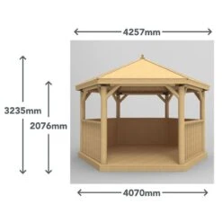 13'x12' (4x3.5m) Luxury Wooden Garden Gazebo With Thatched Roof - Seats Up To 15 People -Lifetina Shop hgg4mctrlcin 4.0m hexagonal gazebo dimensions