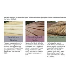 13'x12' (4x3.5m) Luxury Wooden Garden Gazebo With Thatched Roof - Seats Up To 15 People -Lifetina Shop hgg4mctrlcin garden gazebo roof choices