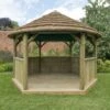 13'x12' (4x3.5m) Luxury Wooden Garden Gazebo With Thatched Roof - Seats Up To 15 People