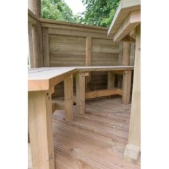 13'x12' (4x3.5m) Luxury Wooden Furnished Garden Gazebo With Traditional Timber Roof - Seats Up To 15 People -Lifetina Shop hgg4mttcfin 4m timber roof furnished cream bench3