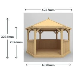 13'x12' (4x3.5m) Luxury Wooden Furnished Garden Gazebo With Traditional Timber Roof - Seats Up To 15 People -Lifetina Shop hgg4mttcfin 4m timber roof furnished cream dimensions