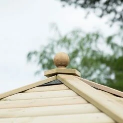 13'x12' (4x3.5m) Luxury Wooden Furnished Garden Gazebo With Traditional Timber Roof - Seats Up To 15 People -Lifetina Shop hgg4mttcfin 4m timber roof furnished cream roof2