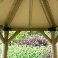 13'x12' (4x3.5m) Luxury Wooden Furnished Garden Gazebo With Traditional Timber Roof - Seats Up To 15 People -Lifetina Shop hgg4mttcfin 4m timber roof furnished cream roof3