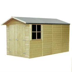 13' X 7' Shire Jersey Premium Pressure Treated Double Door Wooden Garden Shed (4.34m X 2.2m) -Lifetina Shop jers0713psl 1aa pt jersey cutout
