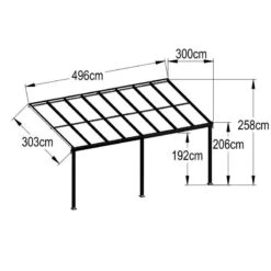 10' X 16' Kingston Lean To Carport (3m X 4.9m) -Lifetina Shop kingcarpt1610 10x16 kingston lean to carport drawing min