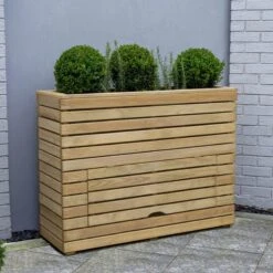 3'11 X 1'4 Forest Linear Tall Wooden Garden Planter With Storage (1.2m X 0.4m)