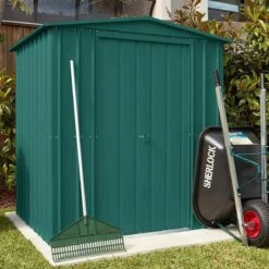6' X 4' Globel Heritage Green Apex Metal Shed (1.84m X 1.23m)