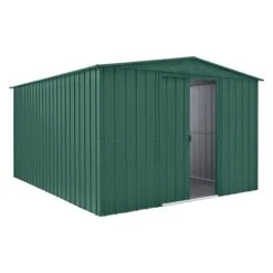 10' X 12' Globel Heritage Green Apex Metal Shed (3.07m X 3.71m) -Lifetina Shop lotus1012hgsolid 10x12 lotus green metal shed cutout2 min