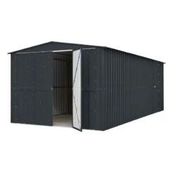 10' X 15' Globel Anthracite Grey Double Door Metal Garage (3.07m X 4.64m) -Lifetina Shop lotus1015utag lotus 10x15 double garage cutout2