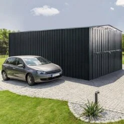 10' X 15' Globel Anthracite Grey Double Door Metal Garage (3.07m X 4.64m)