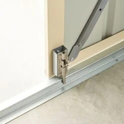 10' X 19' Globel Anthracite Grey Double Door Metal Workshop (3.07m X 5.88m) -Lifetina Shop lotus10x19wsag 10x19 lotus grey metal workshop close up5 min