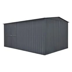 10' X 19' Globel Anthracite Grey Double Door Metal Workshop (3.07m X 5.88m) -Lifetina Shop lotus10x19wsag 10x19 lotus grey metal workshop cutout3 min