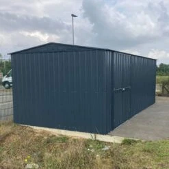10' X 19' Globel Anthracite Grey Double Door Metal Workshop (3.07m X 5.88m) -Lifetina Shop lotus10x19wsag 10x19 lotus grey metal workshop insitu2 min