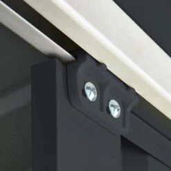 10' X 7' Globel Anthracite Grey Metal Shed (3.07m X 2.16m) -Lifetina Shop lotus10x7ags 10x7 lotus grey metal shed close up7 min